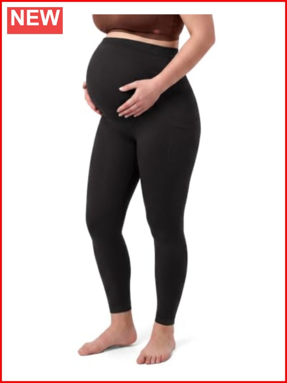Seamless Maternity Leggings with Pocket Over the Belly High Waisted Yoga Pants